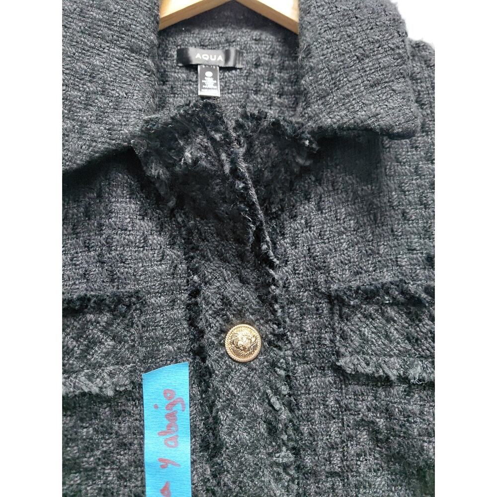 Aqua Black Textured Jacket Solid Knit Size M - image 7